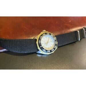 Women's Nine and company Watch, Silver Tone with Black Canvas Band